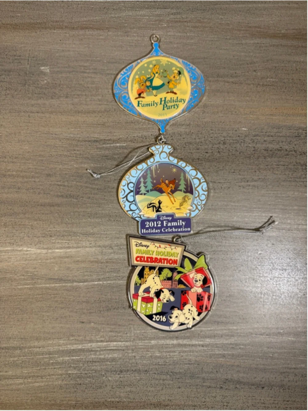 Disney Cast Member Exclusive Holiday Ornament Lot (3) - 2011, 2012, 2016 Metal
